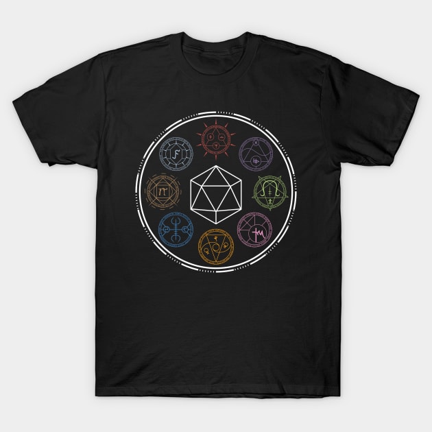 Runic Schools of Magic (Full Color / White) T-Shirt by Moon Phoenix Crafts & Designs